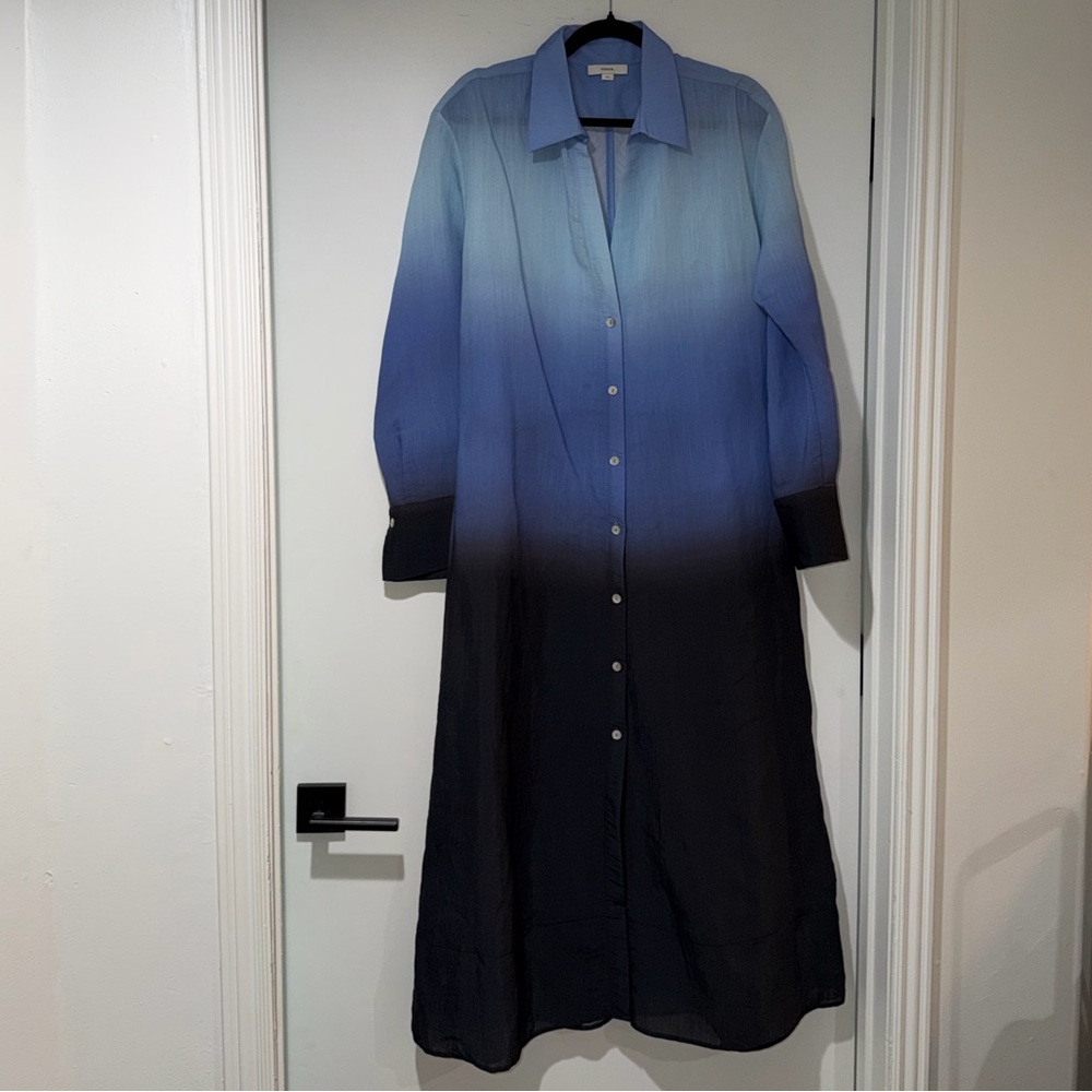 Vince Dip Dye Long Sleeve Shirtdress - Size L